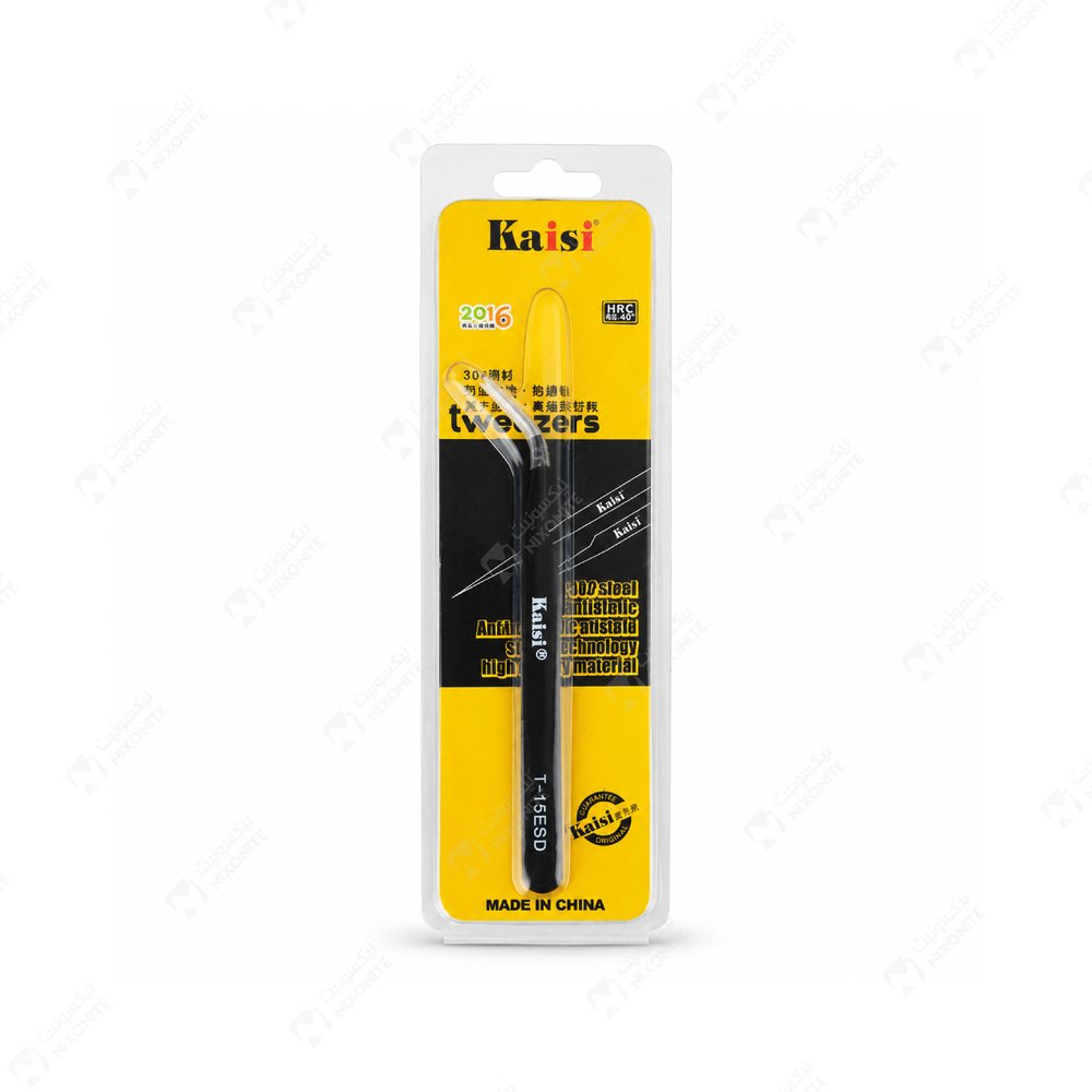 Kaisi T15 Esd Tweezer Bent للأعمال الاحترافية في إصلاح الهواتف المحمولة وصيانتها وخدمات الإلكترونيات.