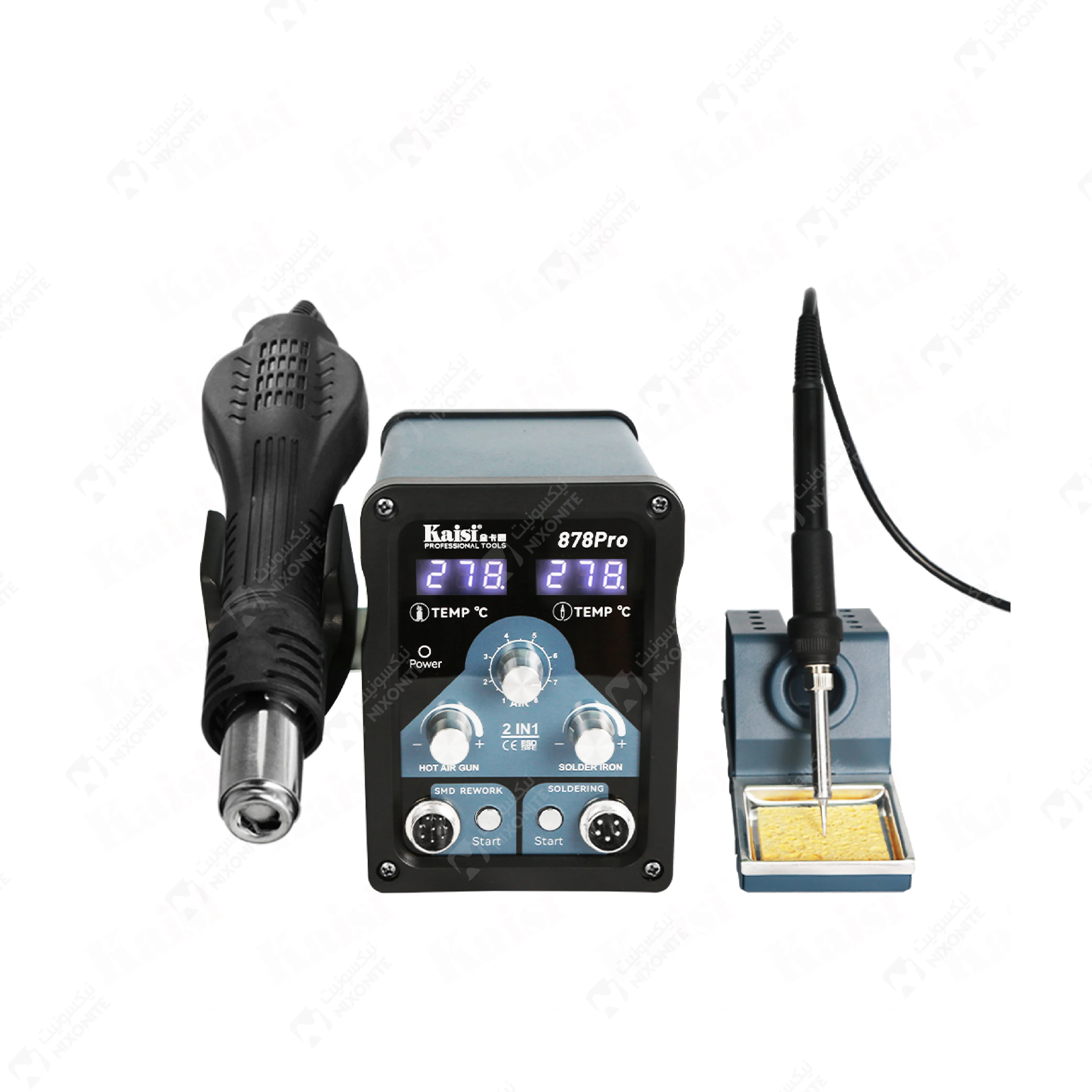KAISI 878Pro Professional 700W 2-in-1 محطة إعادة تشغيل الهواء الساخن مع مكواة لحام لإصلاح الهاتف المحمول وثنائي الفينيل متعدد الكلور