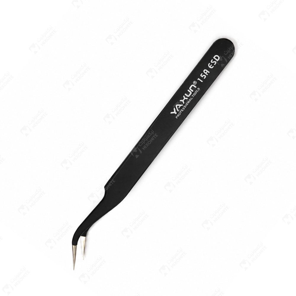 Yaxun Yx15A Esd Tweezer Bent للأعمال الاحترافية في إصلاح الهواتف المحمولة وصيانتها وخدمات الإلكترونيات.
