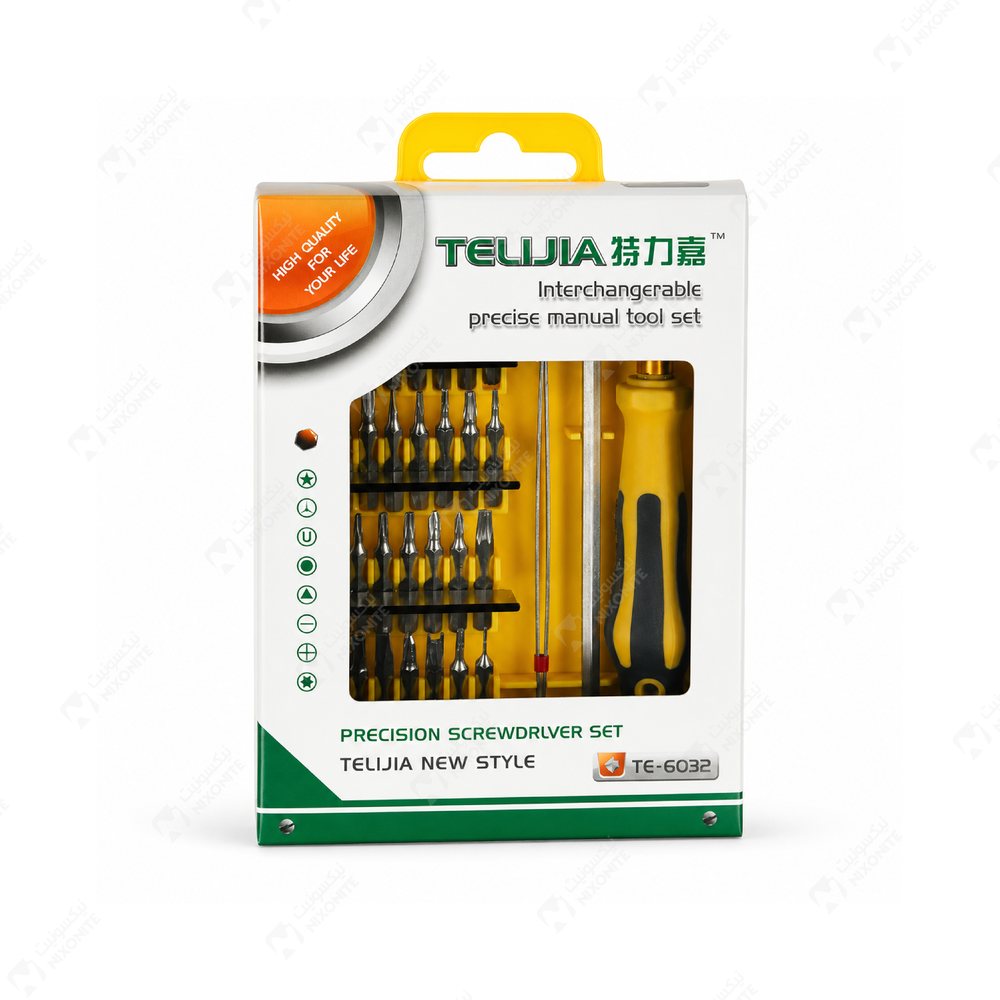 مجموعة مفكات Telijia Te6032B لإصلاح الهواتف المحمولة وصيانتها وأعمال خدمة الإلكترونيات الاحترافية.