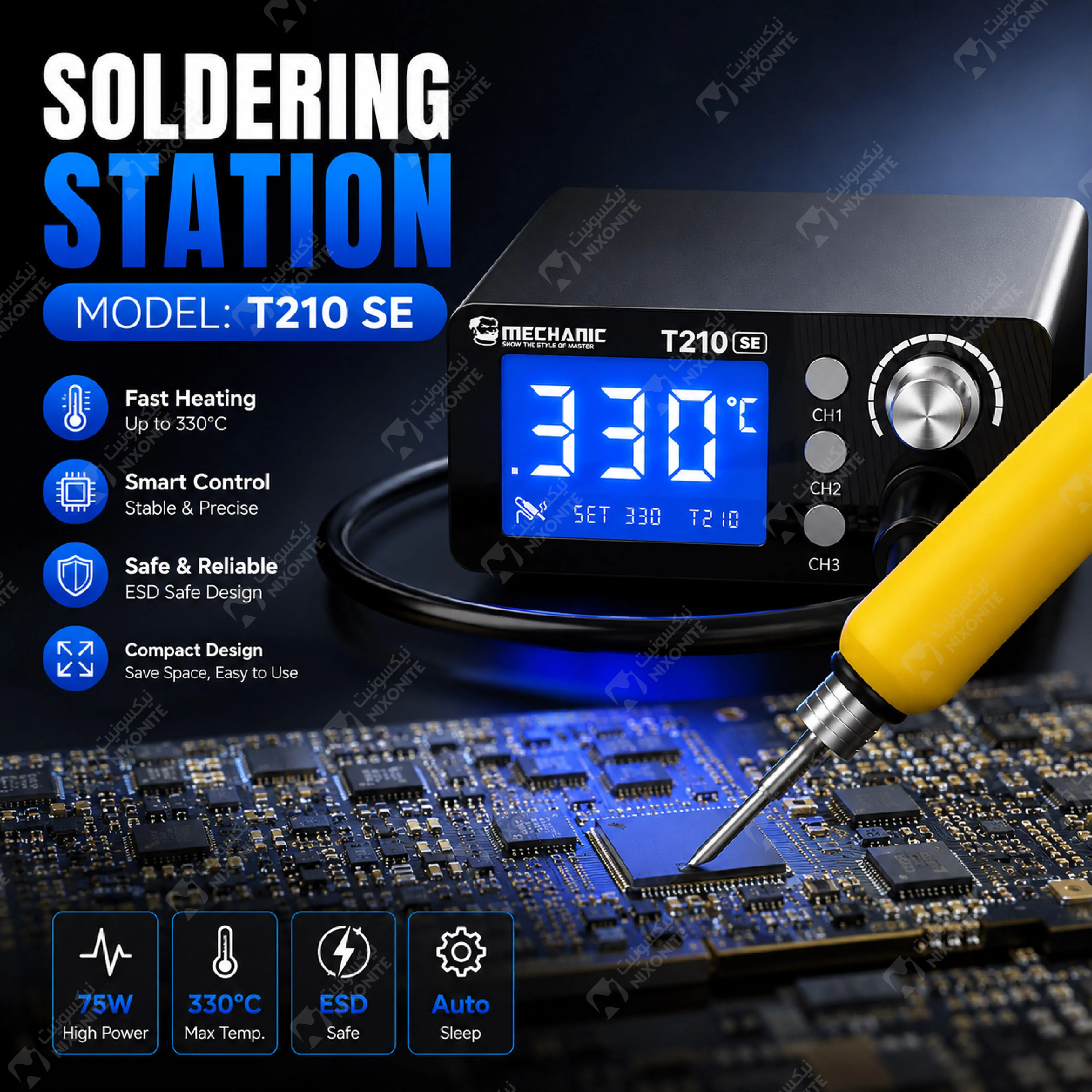 محطة لحام ميكانيكي T210 Se / محطة لحام رقمية MECHANIC T210 SE LED
