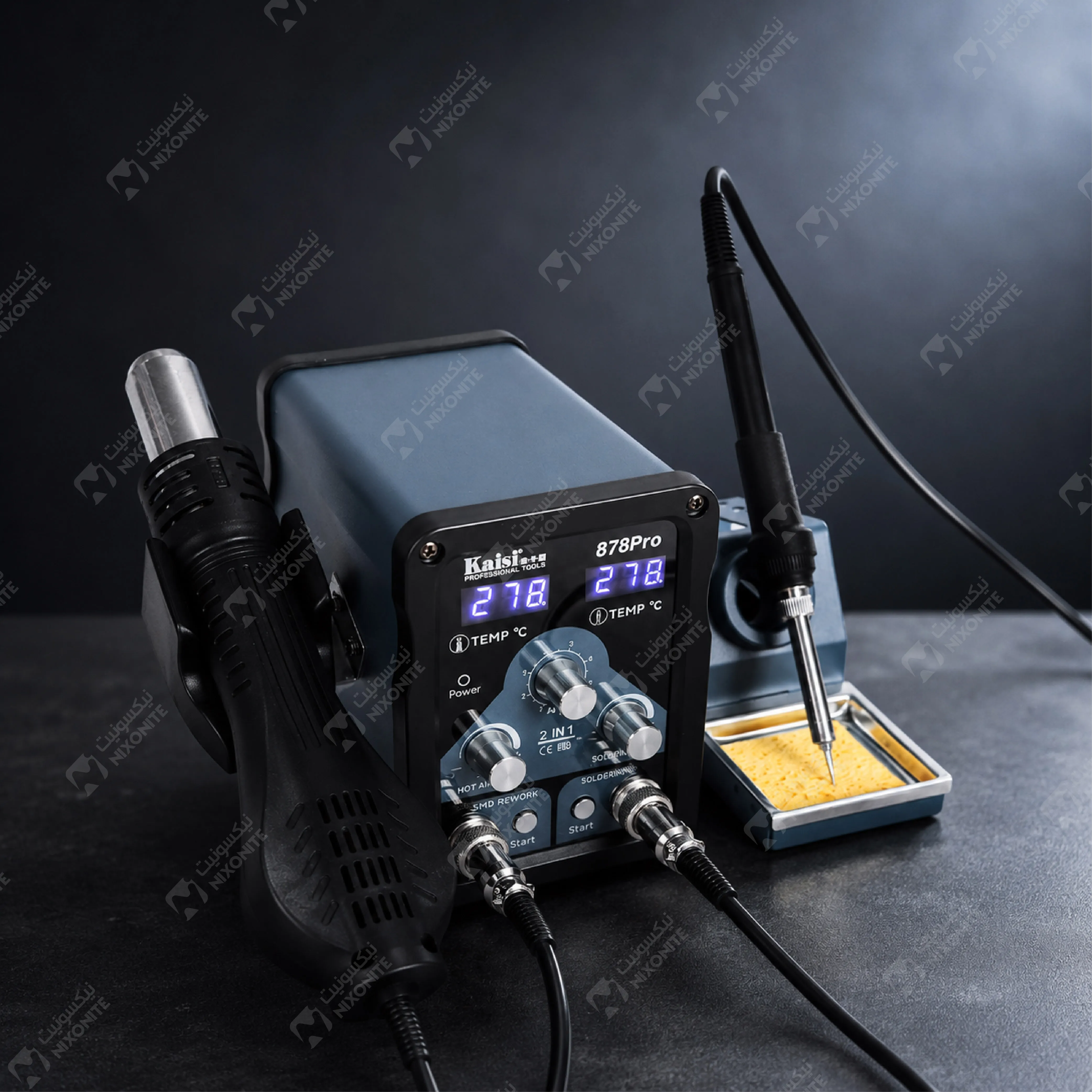 KAISI 878Pro Professional 700W 2-in-1 محطة إعادة تشغيل الهواء الساخن مع مكواة لحام لإصلاح الهاتف المحمول وثنائي الفينيل متعدد الكلور